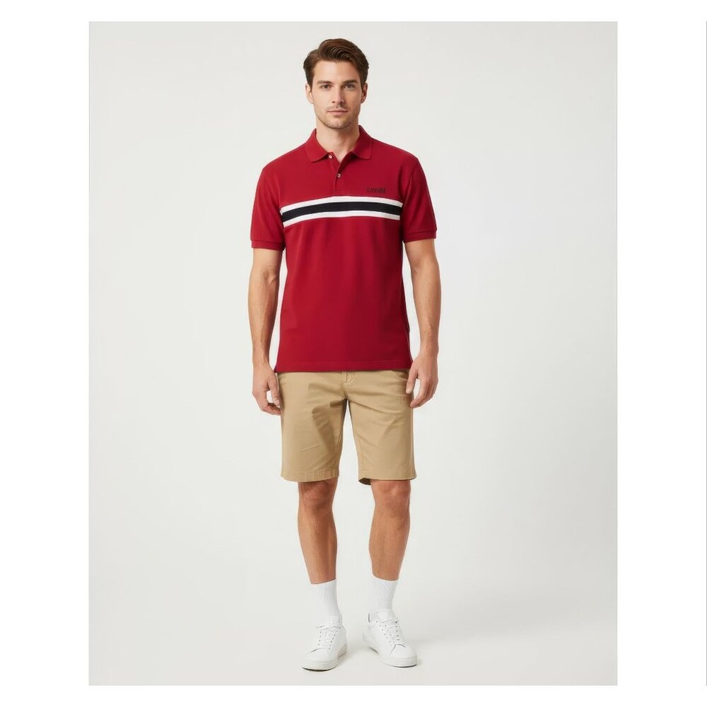 CHAPS Ralph Lauren Men's Red Cotton Striped Casual Golf Polo‎ Shirt Size XXL